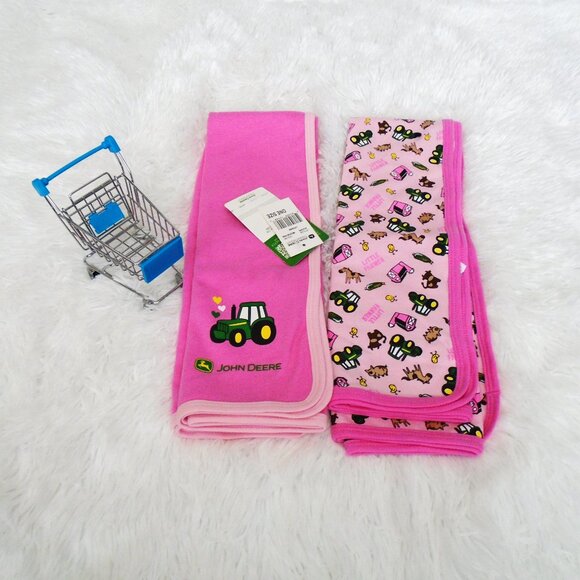 John Deere 2 Piece Baby Girl Pink Blanket Set One Size OS - Picture 11 of 11